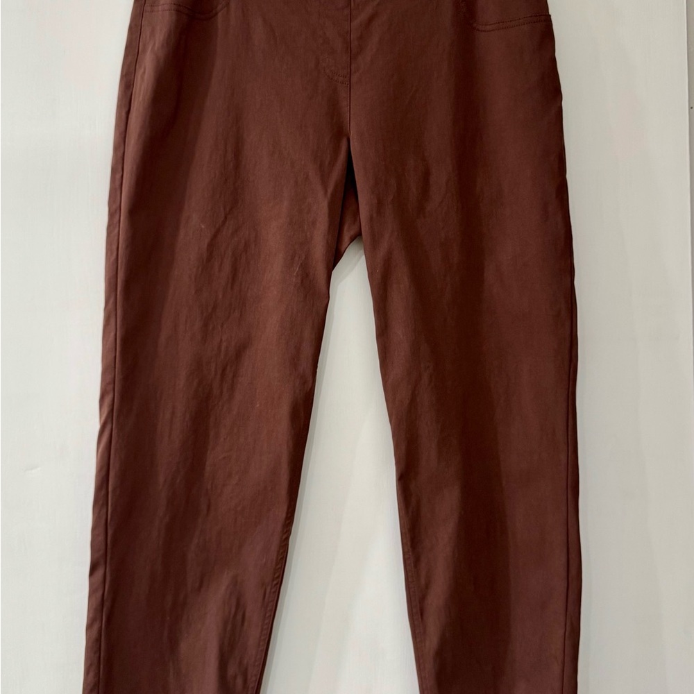 Coldwater Creek Petite Pull-On Anywear ShapeMe Ankle Pants Chocolate